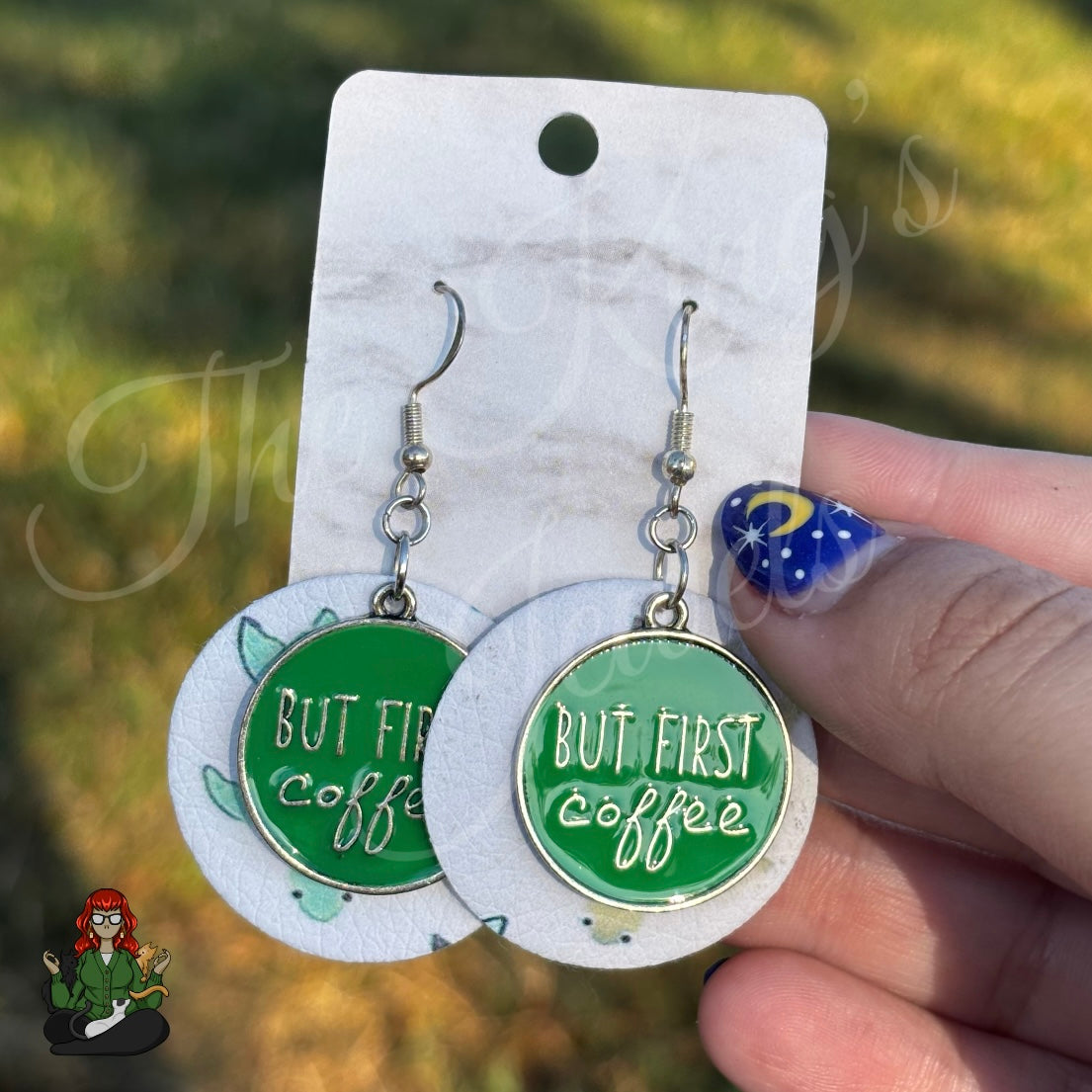 Michelle - But First Coffee & Turtle Faux Leather Earrings!