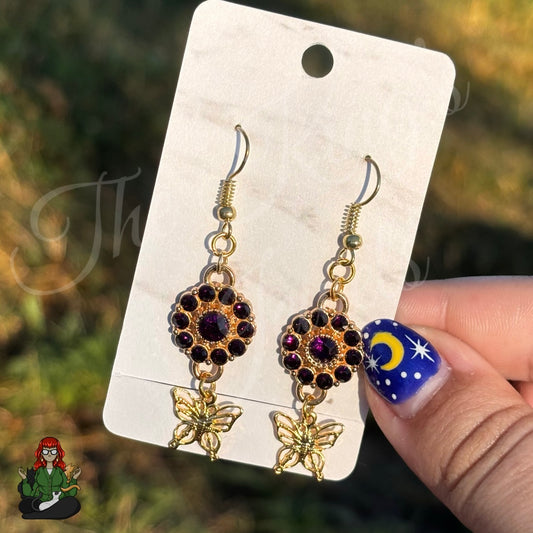 Katie - Rhinestone & Butterfly Earrings!