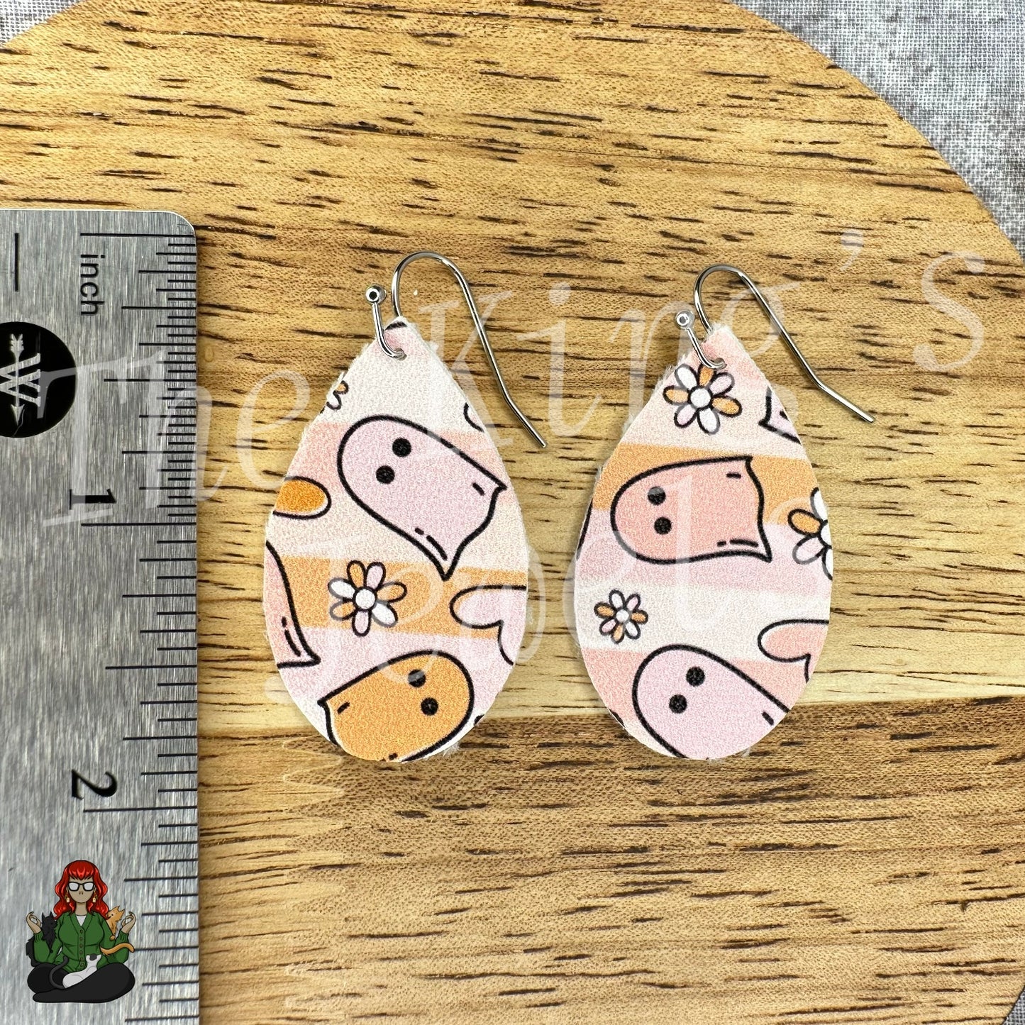 Rose - Ghost & Heart Faux Leather Earrings!