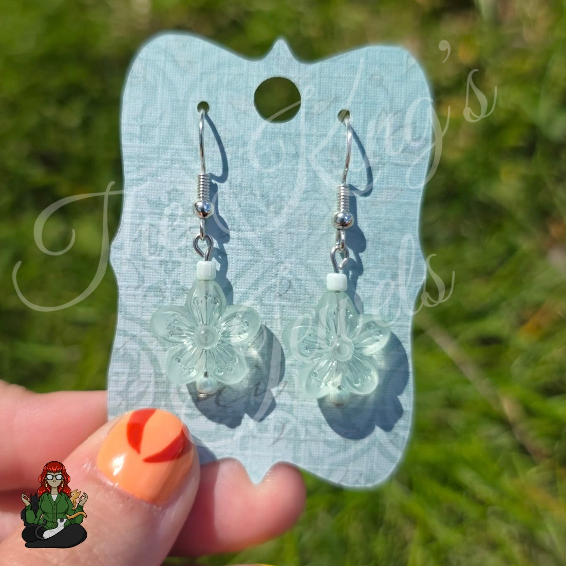 Melissa - Frosted Aqua Flower Earrings!