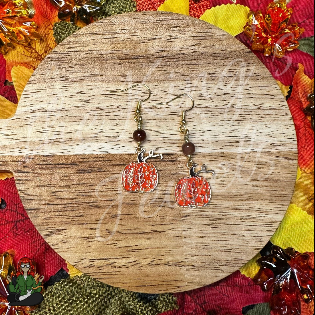 Katie - Pumpkin & Brown Bead Earrings!