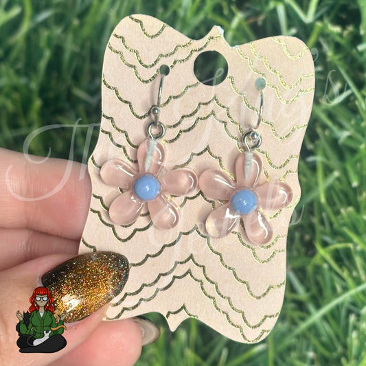 LeonaRae - Pink & Blue Center Flower Earrings!