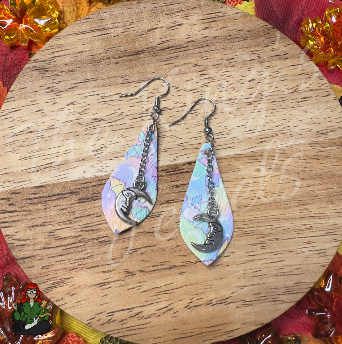 Jennifer - Pastel Bat & Moon Earrings!