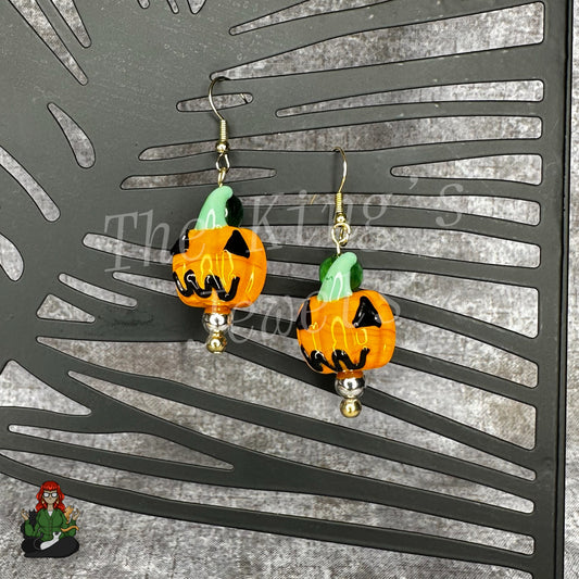 Faye - Glass Pumpkin Beaded Earrings!