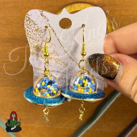 Katie - Blue Galaxy UFO Earrings!