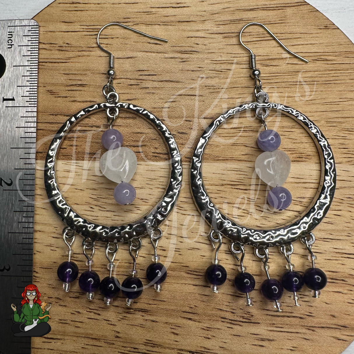 Freya - Amethyst & Quartz Heart Chandelier Earrings!