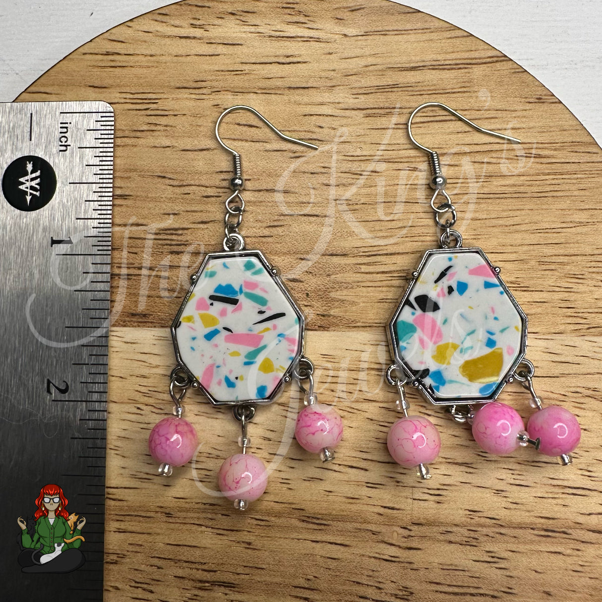 Freya - Neon Pink Bead Chandelier Earrings!