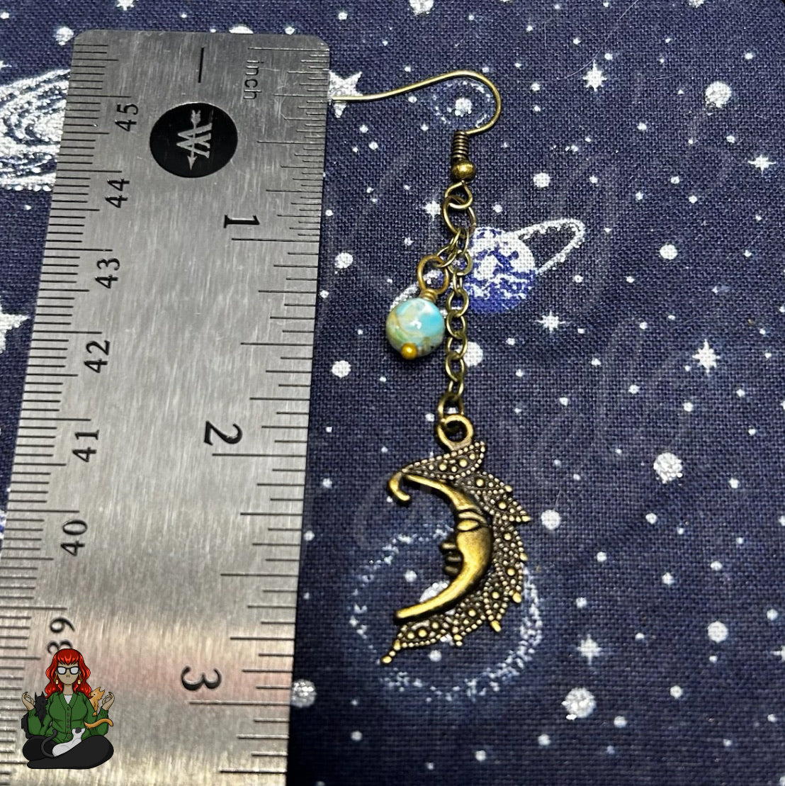 Gladys - Crescent Moon & Bead Earrings!