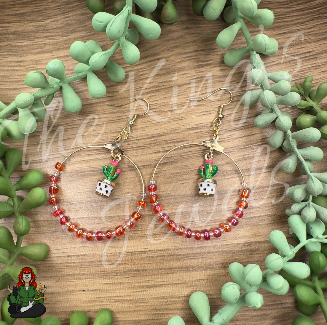 Riona - Cactus & Pink Color Shift Bead Earrings!