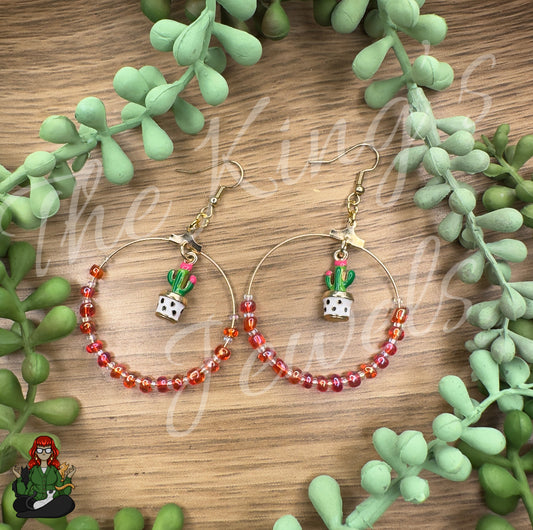 Riona - Cactus & Pink Color Shift Bead Earrings!