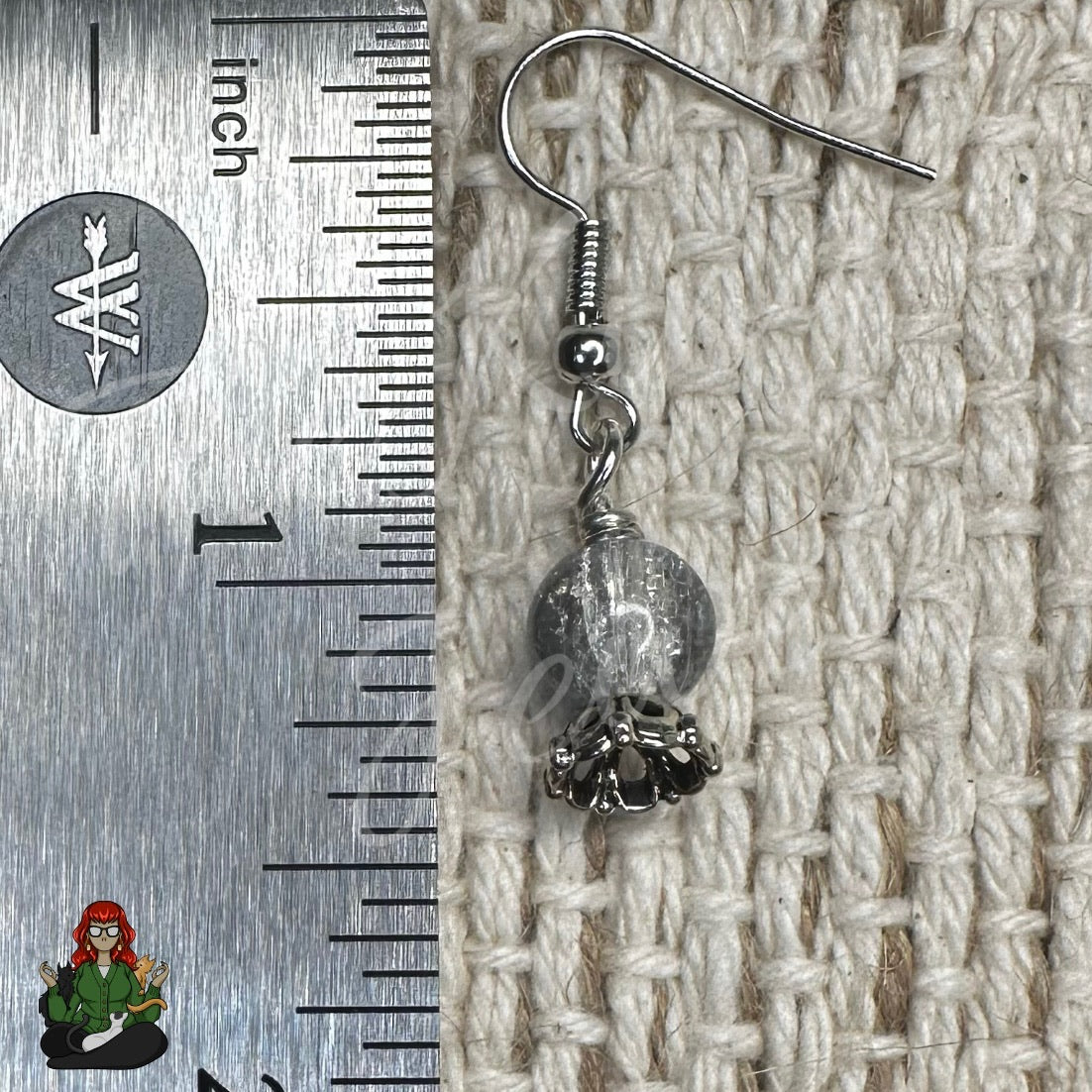 Grey Crackle Bead Crystal Ball Earrings!