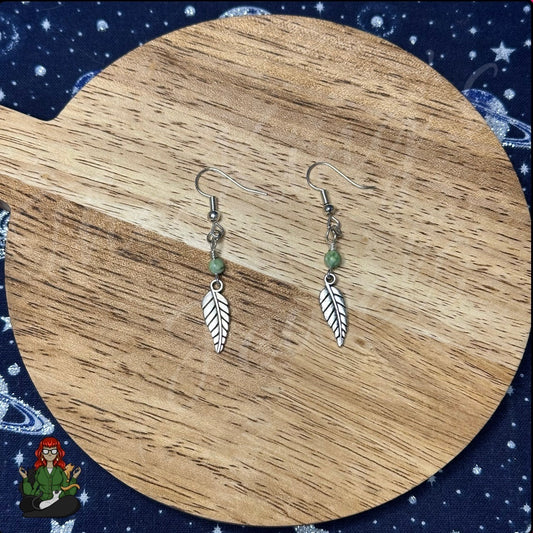 Katie - Leaf and Green Bead Earrings!