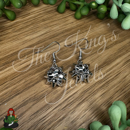 LeonaRae - Silver Gift Wrap Bow Earrings!