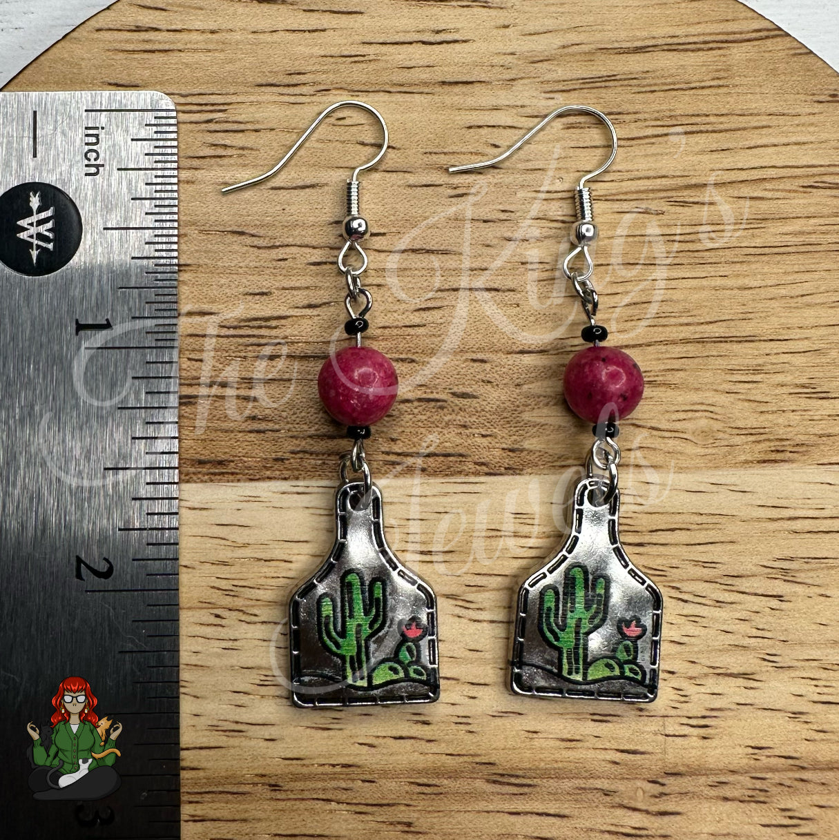 Katie - Pink Bead & Cacti Earrings!