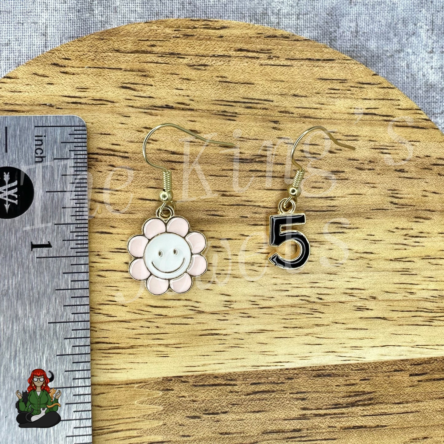 LeonaRae - Mismatch '5' & Pink Flower Kids Earrings!