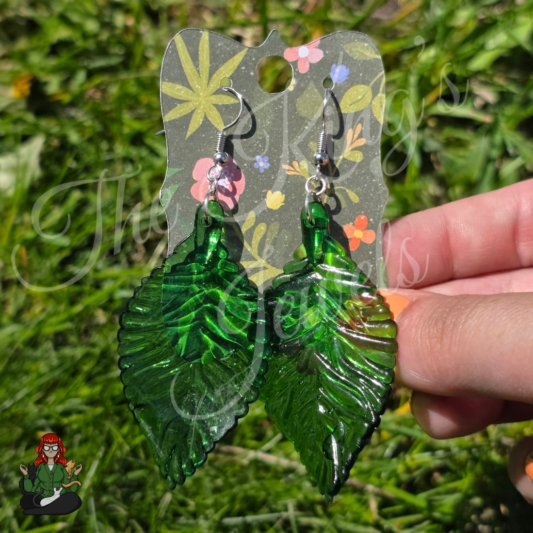 LeonaRae - Green Leaf Acrylic Earrings!