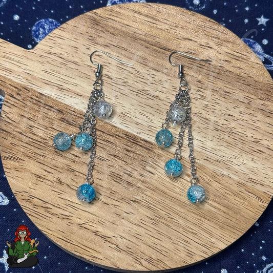 Gladys - Aqua Beads SIlver Earrings!