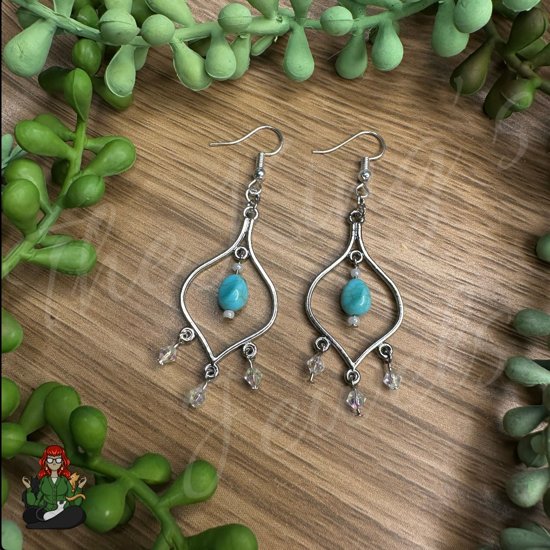 Freya - Chandelier Turquoise & Aura Beaded Earrings!