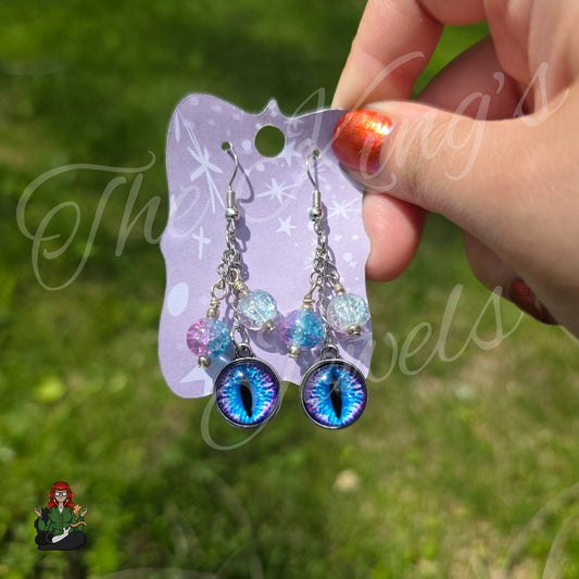 Gladys - Blue Eye & Purple Bead Earrings!