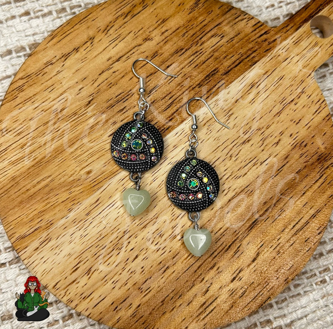 Katie - Gunmetal & Quartz Earrings!