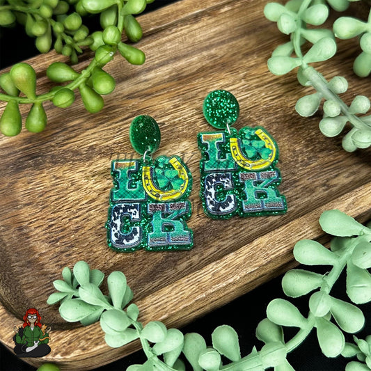 Lucky - L U C K Acrylic Earrings!