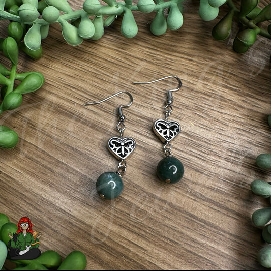 Katie - Butterfly Celtic & Green Bead Earrings!