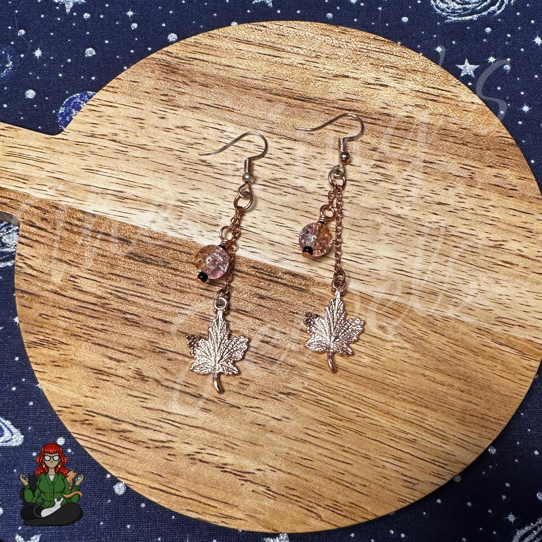 Gladys - Rose Gold Maple Leaf Earrings