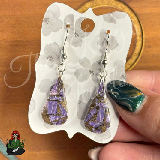 LeonaRae - Purple Charoite Teardrop Earrings!