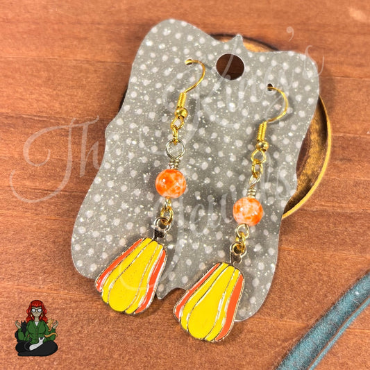 Katie - Gourd Orange Glass Bead Earrings!