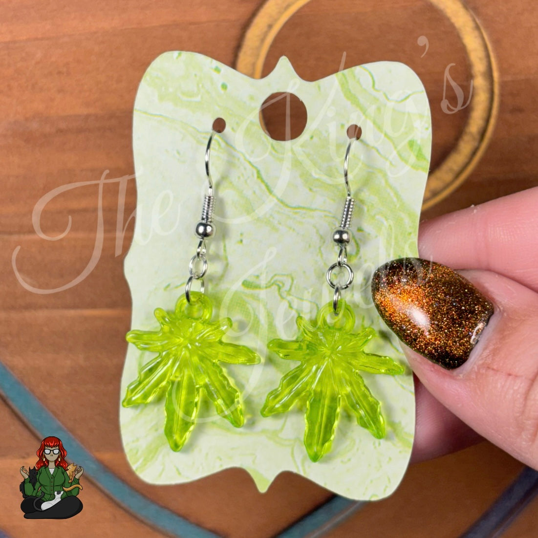 LeonaRae - Green Cannabis Acrylic Earrings!