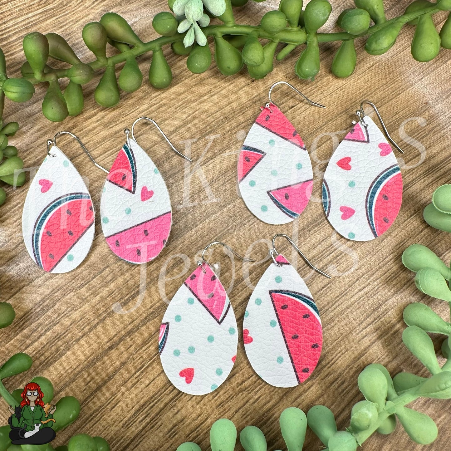 Rose - Watermelon Faux Leather Kids Earrings!