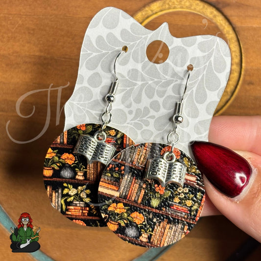 Michelle - Book Lover Faux Leather Round Earrings!