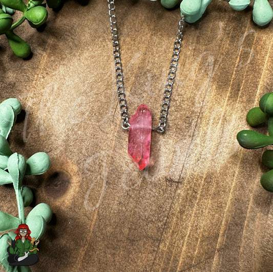 Ella - Pink Dyed Quartz Necklace!