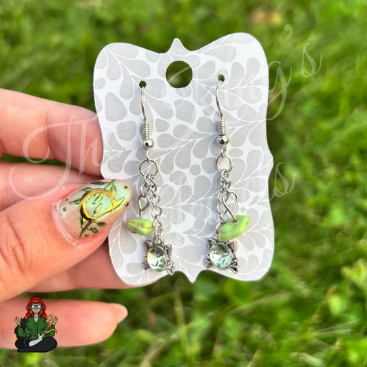Gladys - Green Cat Earrings!