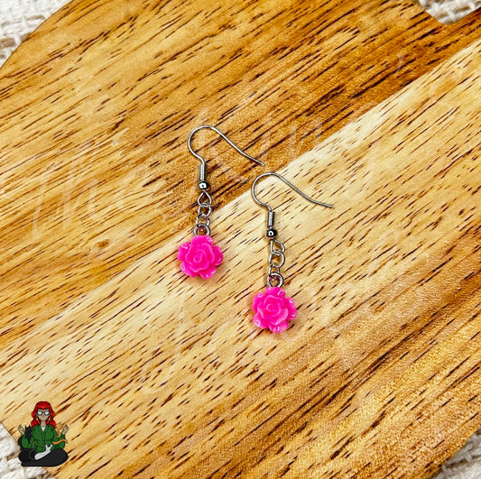 LeonaRae - Hot Pink Rose Earrings!