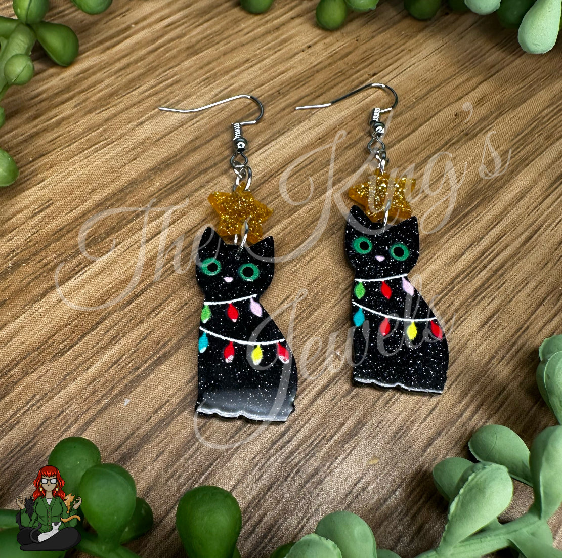 Katie - Christmas Black Cat Earrings!