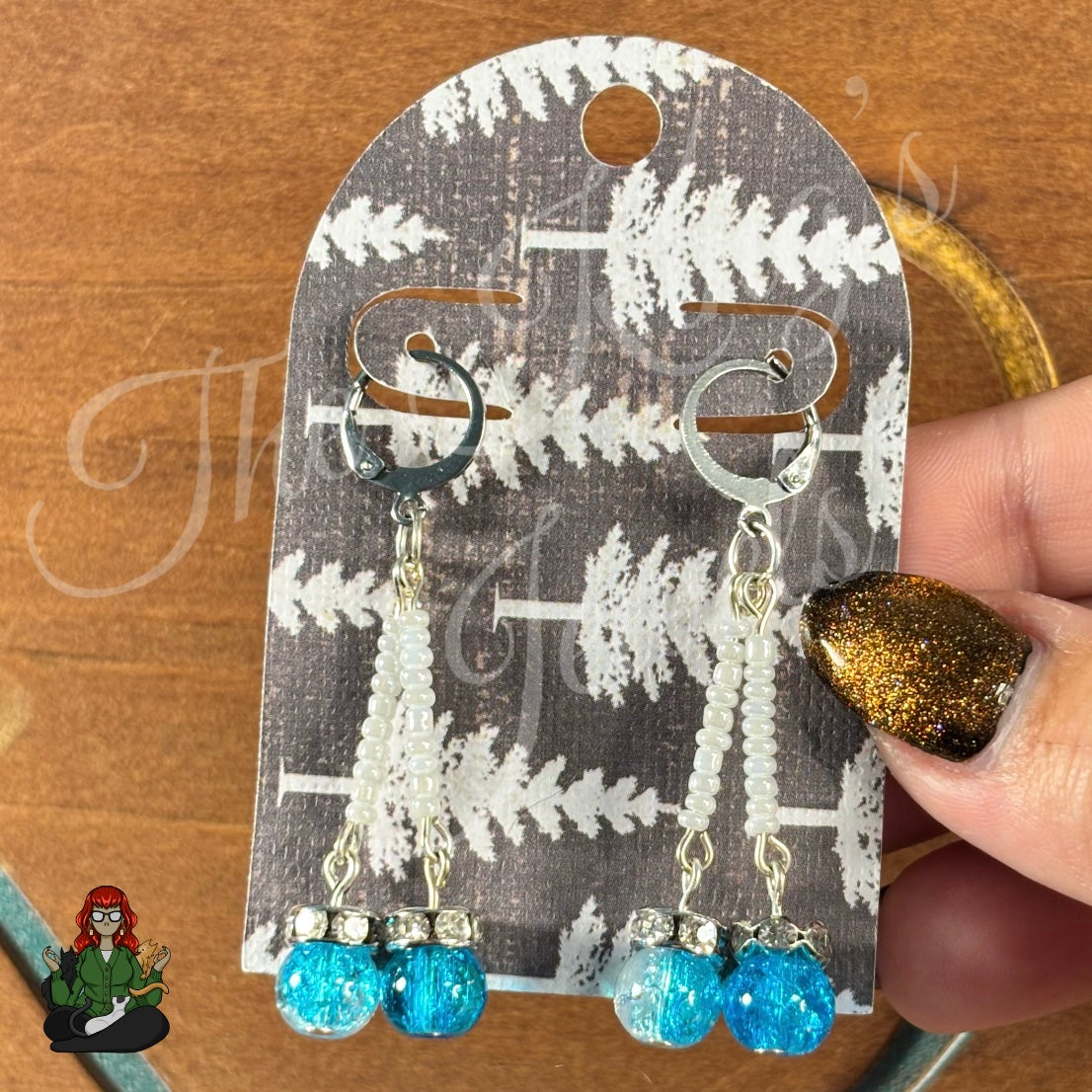 Blue Glass Bead Winter Earrings!
