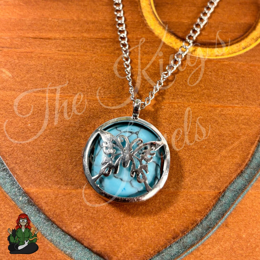 Ella - Double Sided Butterfly & Tree of Life Turquoise Stone Necklace!