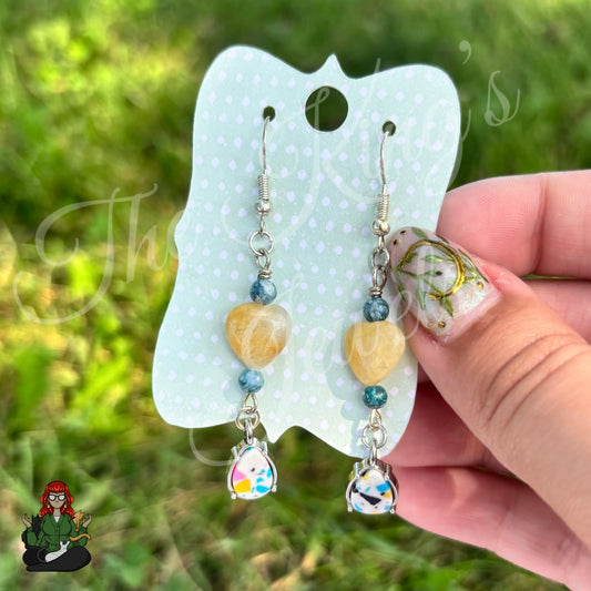 Katie - Neon Teardrop Orange Calcite Earrings!