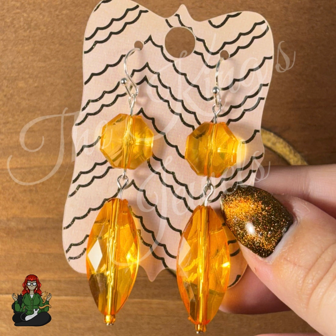 Katie - Orange Glass Bead Oblong Earrings!