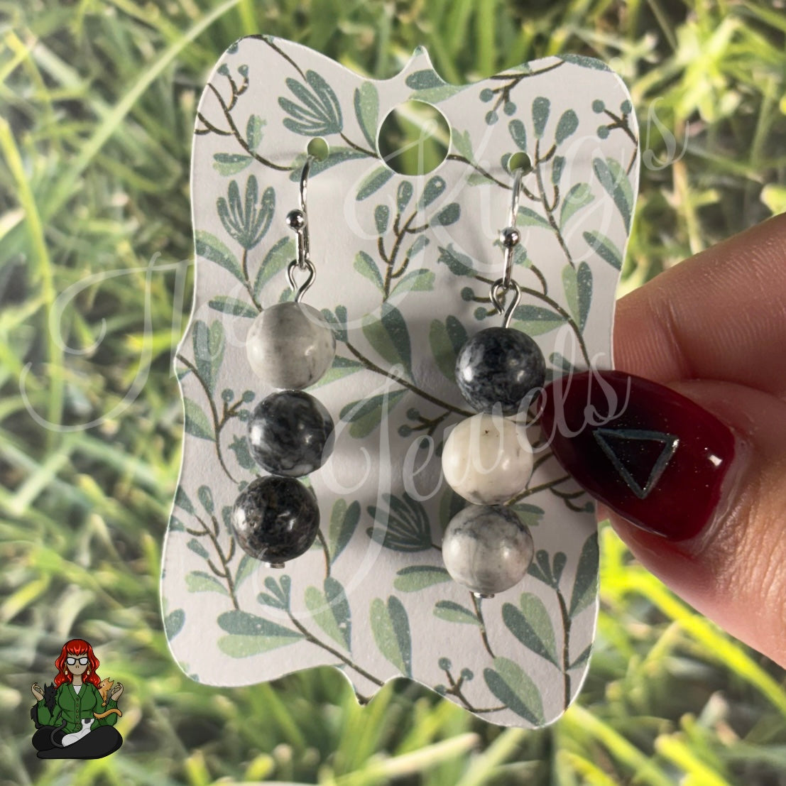 Melissa - Zebra Jasper Beaded Earrings!