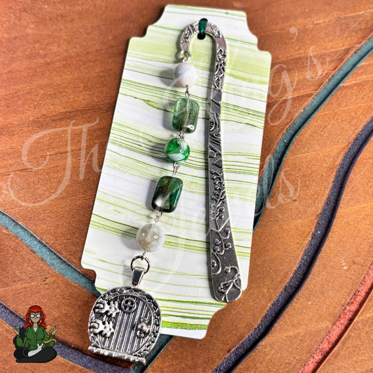 GwennaBelle - Fairy Door Green Kyanite, Shell, & Agate Bead Bookmark!