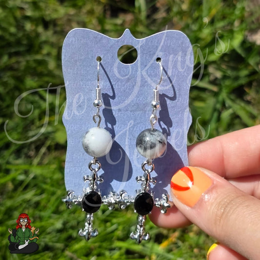 Katie - Jasper & Gothic Cross Earrings!