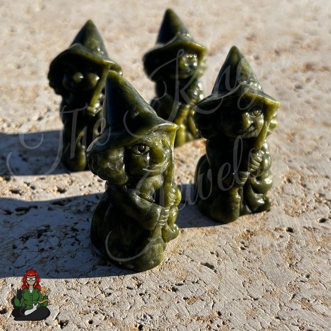 6cm Natural Nephrite Jade Witch Carvings!