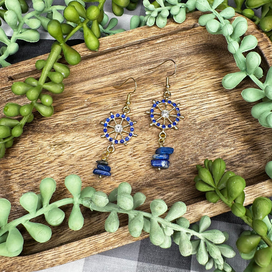 Katie - Helm With Lapis Chip Earrings!