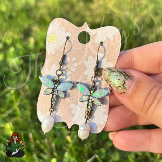 Katie - Opalescent Dragonfly Earrings!