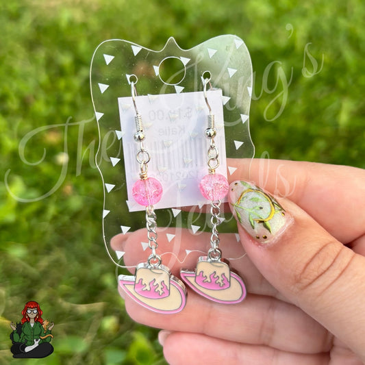 Katie - Pink Cowboy Hat Earrings!