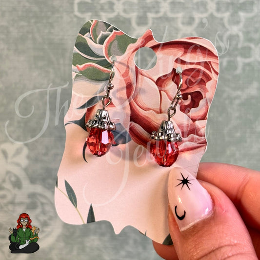 Red Crystal Filigree Cap Earrings!