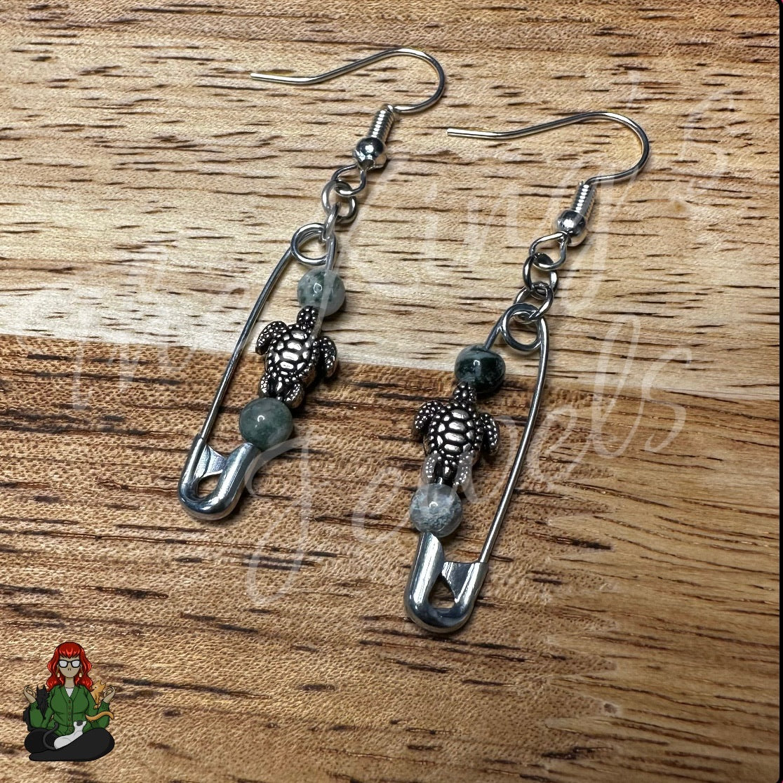 Raven - Turtle Safety Pin Earrings!