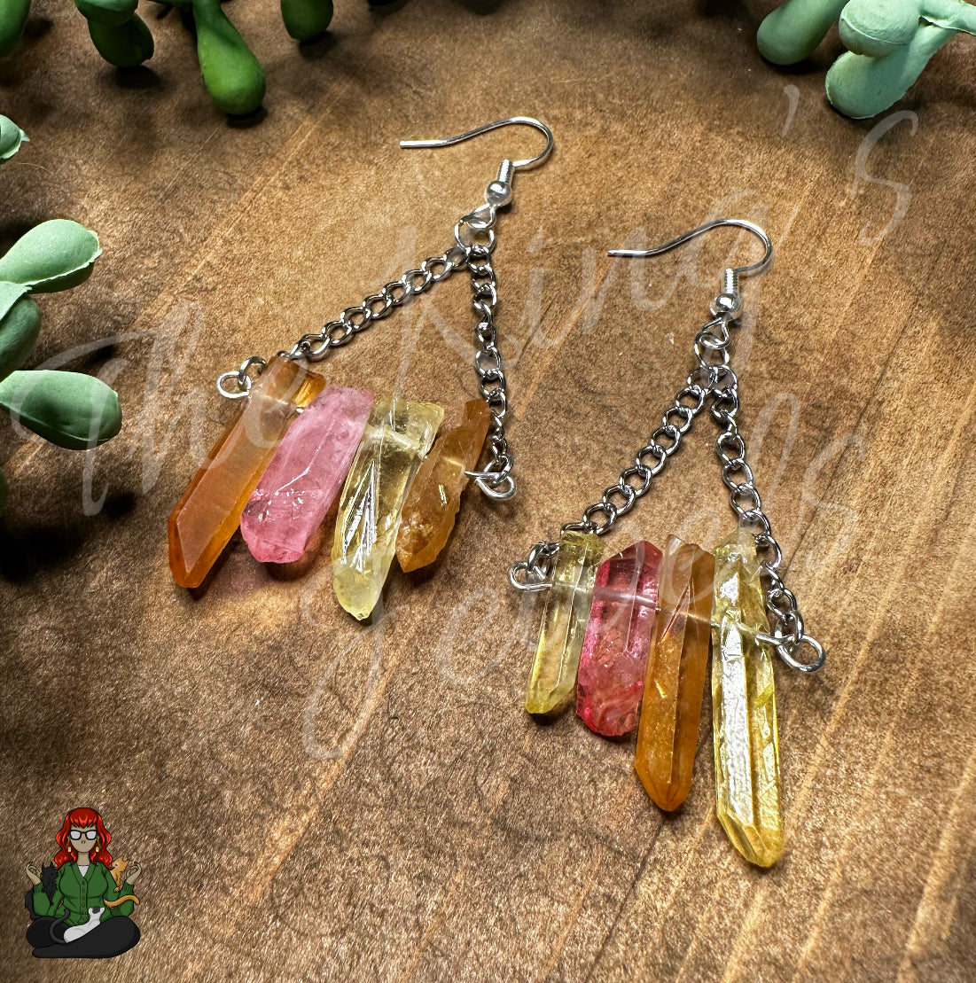 Gladys - Dyed Quartz Statement Earrings!